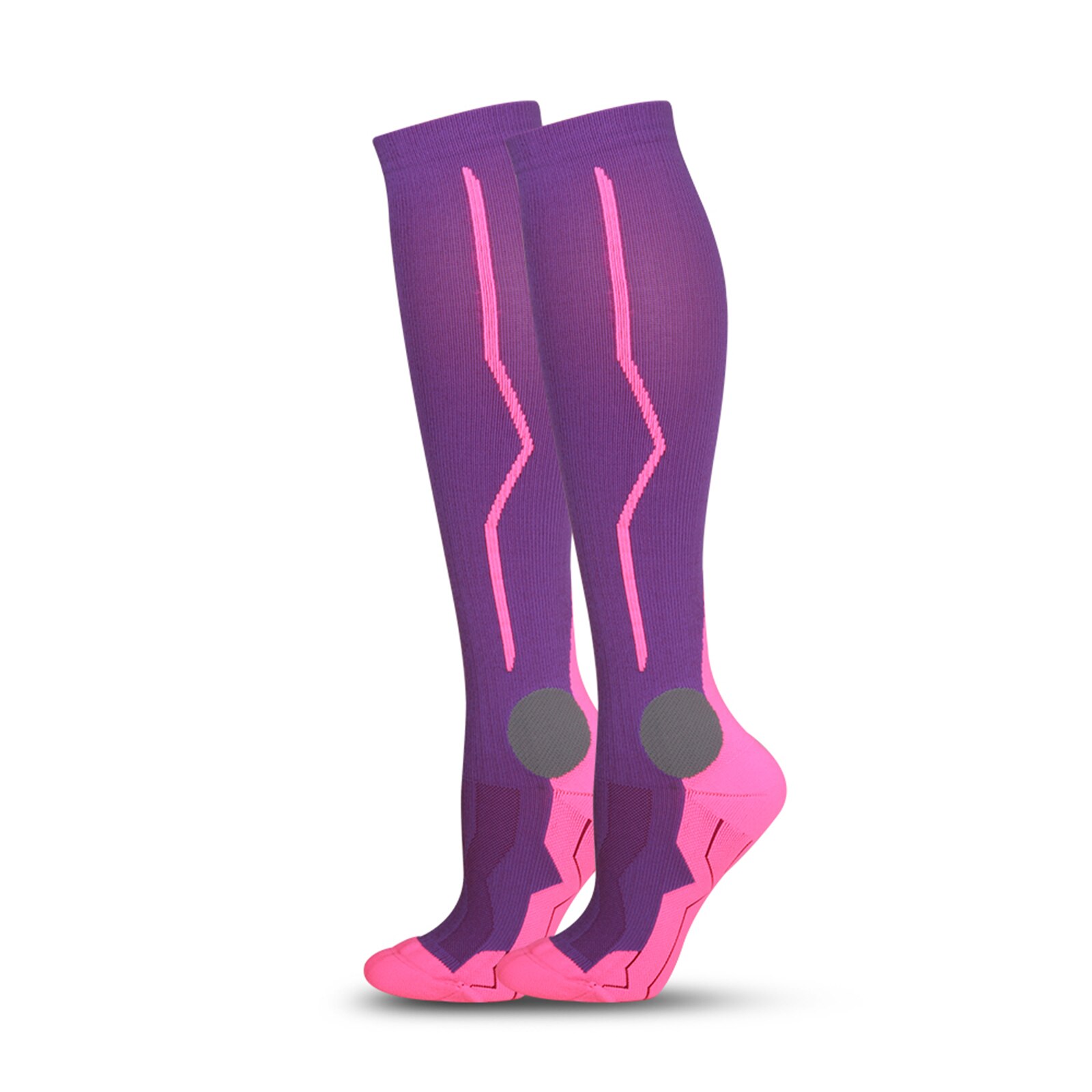 Sports Running Long Stockings Football Soccer Socks Leg Compression Stretch Stocking Athletic Compression Socks: Purple / L