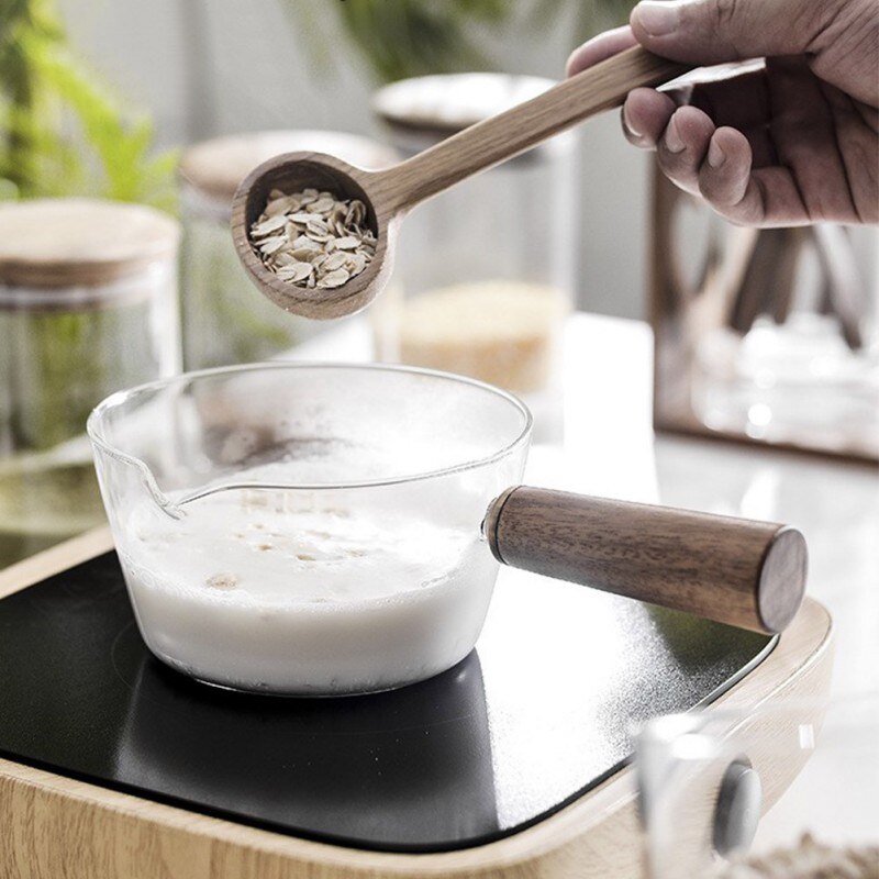 Soep Melk Pot Pan Glazen Koken Kleine Steelpan Met Houten Handvat Fornuis Gasfornuis Kookgerei Keuken Gereedschap