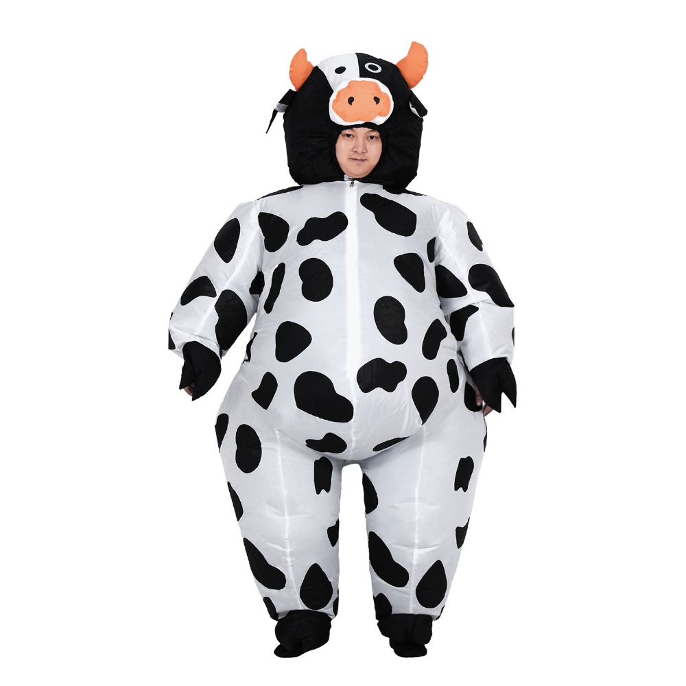 Aufblasbare Kuh Kostüm für Erwachsene Frauen Männer Kind Junge Mädchen Halloween Party Karneval Cosplay Kleid Schlag hoch Anzug Ebene Maskottchen Outfit