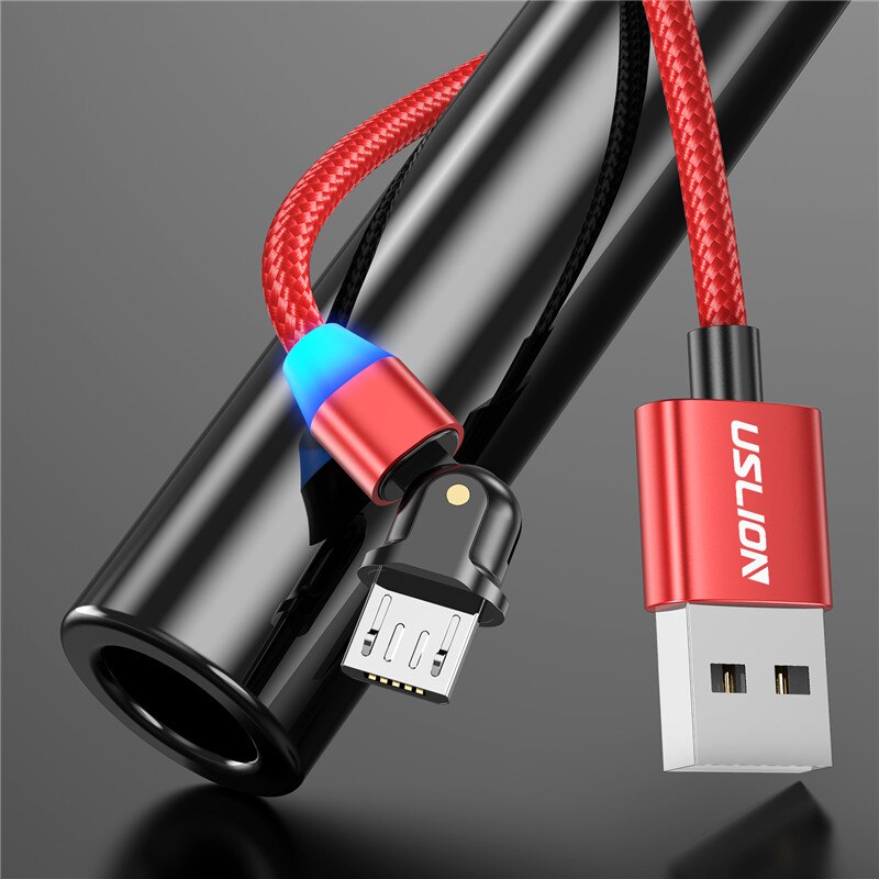 USLION mikro USB kabel szybka ładowarka android telefon komórkowy Microusb ładowania danych przewód ładowania dla Samsung Xiaomi Redmi uwaga 5 zawodowiec: czerwony / 1M