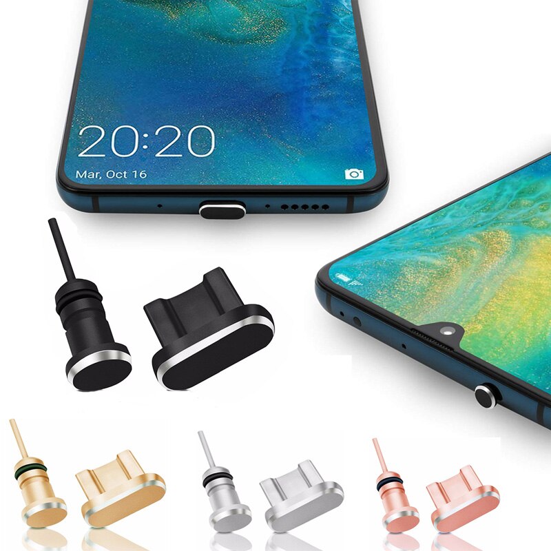 Universeller micro-usb-ladeanschluss, 3.5mm kopfhörerbuchsen, staubschutz aus metall, universell für android-handys, headset-stopper, kopfhöreranschluss