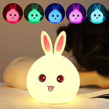 Konijn Lamp Bunny Led Nachtlampje Kinderen Nachtlampje Baby Slapen Bedlampje Usb Siliconen Tap Control Touch Sensor Licht