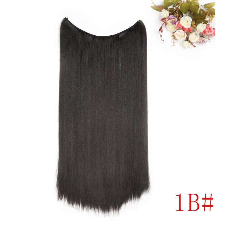 MERISI HAIR 24" Invisible Wire No Clips In Hair Extensions Secret Fish Line Hairpieces Synthetic Wavy Hair Extensions: Z1B