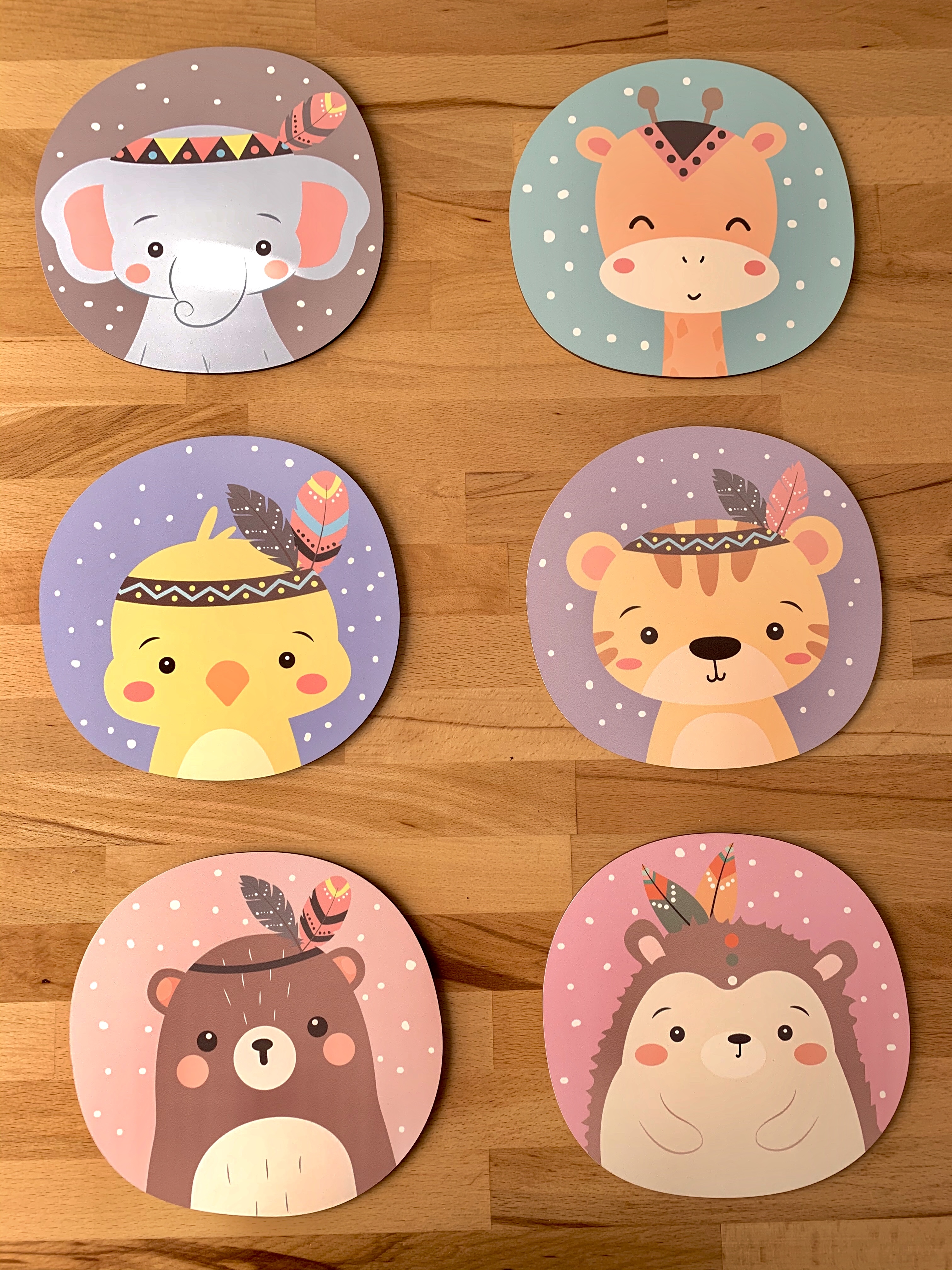 Baby Room Wall Decor, Nursery Child Animal Pictures, 6 Piece Set 20x20CM