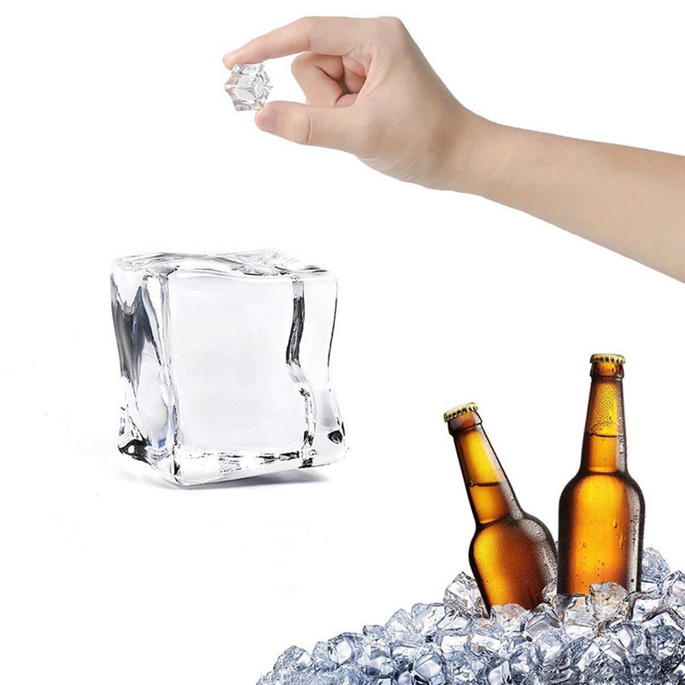 50Pcs 30mm Cube Shape Artificial Acrylic Ice Cubes Glass Luster Ice Cubes Crystal Clear Photography Props Kitchen Decoration