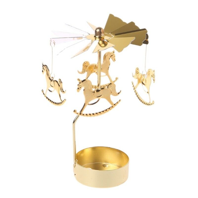 Guldmetal roterende spinner karrusellys te lysholder multi-form romantisk bord xmas dekorationer intet lys: 7