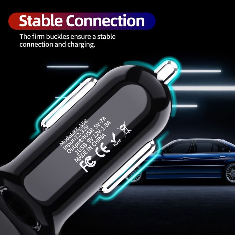 4 Poorten 3 Usb Autolader Quick Charge 3.0 Universele Snel Opladen Mobiele Telefoon Autolader Voor Auto 'S Suv 'S