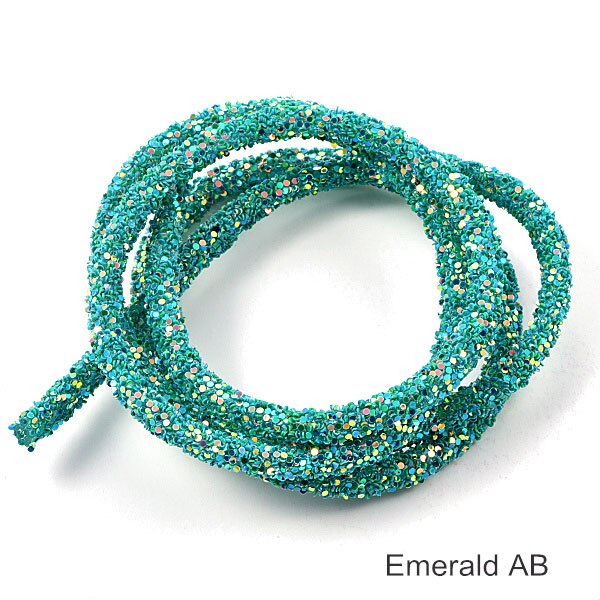 1 Iarda 6 millimetri di trasporto Della Resina di Scintillio di Strass Corda Mulit Colori Del Cavo Del Tubo Corda Strass Guarnizioni per Le Decorazioni di Nozze F0144: smeraldo AB