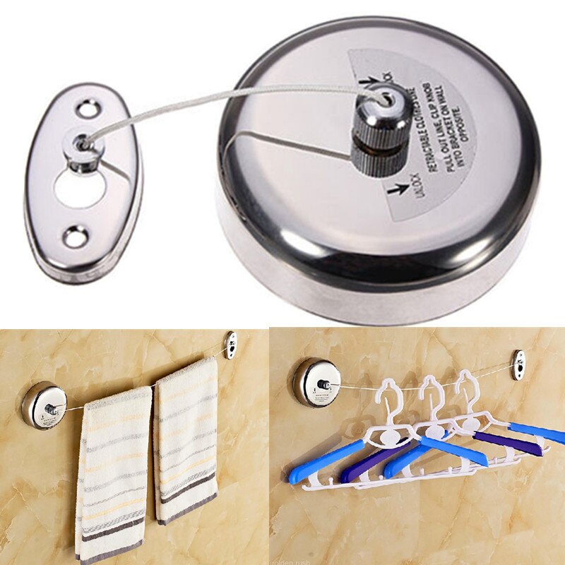 Retractable single drying rack hotel bathroom laundry clothes line invisible clothes rack Rusty steel retractable clothes line