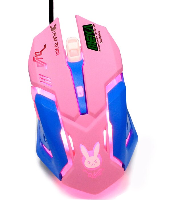 7-przycisk różowy mysz mechaniczna przewodowa mysz metalu makro rozdzielczości mysz USB mysz świecąca do gier RGB mysz ergonomiczna 3200 Dpi: 07