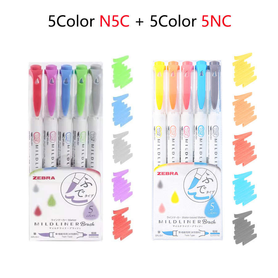 Marker evidențiator cu vârf dublu zebra, manual colorat, marker pentru subliniere, grosime variabilă, vârf moale, wft, set limitat de 8: Albastru