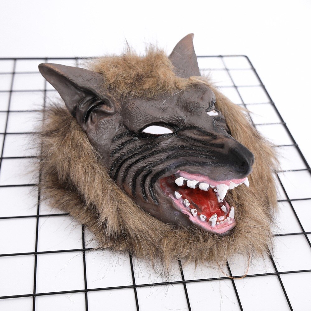 Masque cosmasqué d&#39;halloween, couvre-chef de loup, masque tête de loup en Latex, masque Animal de fête d&#39;horreur: A