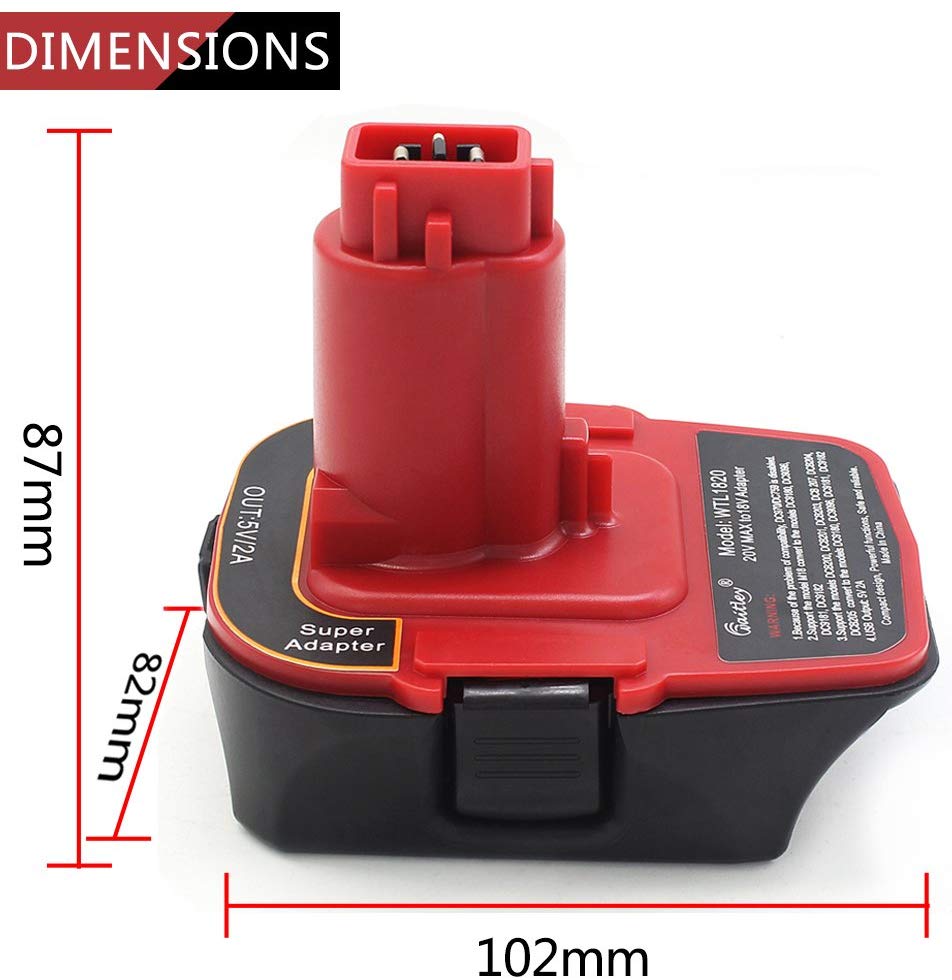 For Dca1820 20V 18V Usb Adapter Work With Dewalt Max Xr Dcb200 Dcb201 Dcb203 Dcb203Bt Dcb204 Dcb205 Dcb206 Compact Batteries