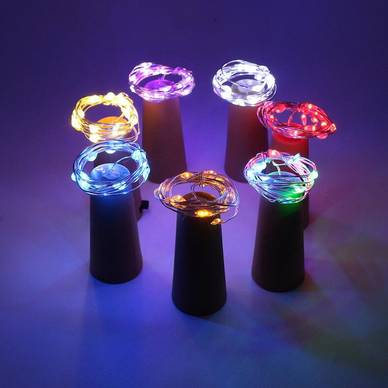 Zilveren koperdraad fleskurk stop led-lichtsnoer huisdecoratie 75cm lengtes gloeiend feest bruiloft verjaardag