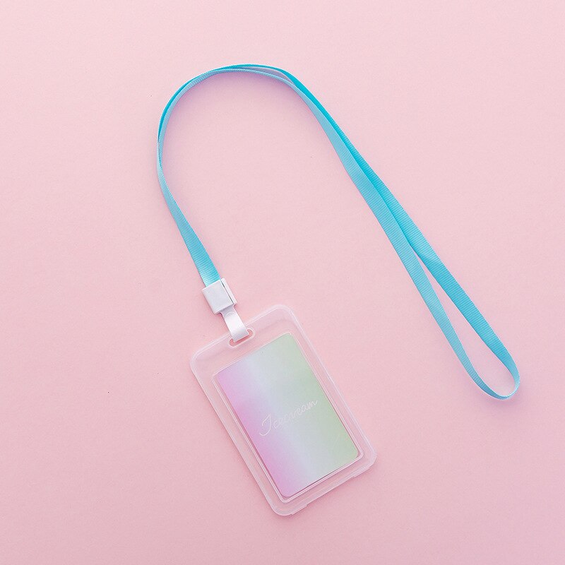 16 Styles Lovely Transparent ID Card Badge Holder Practical Kids Student Use Name ID Card Case Cover With Long Lanyard: O