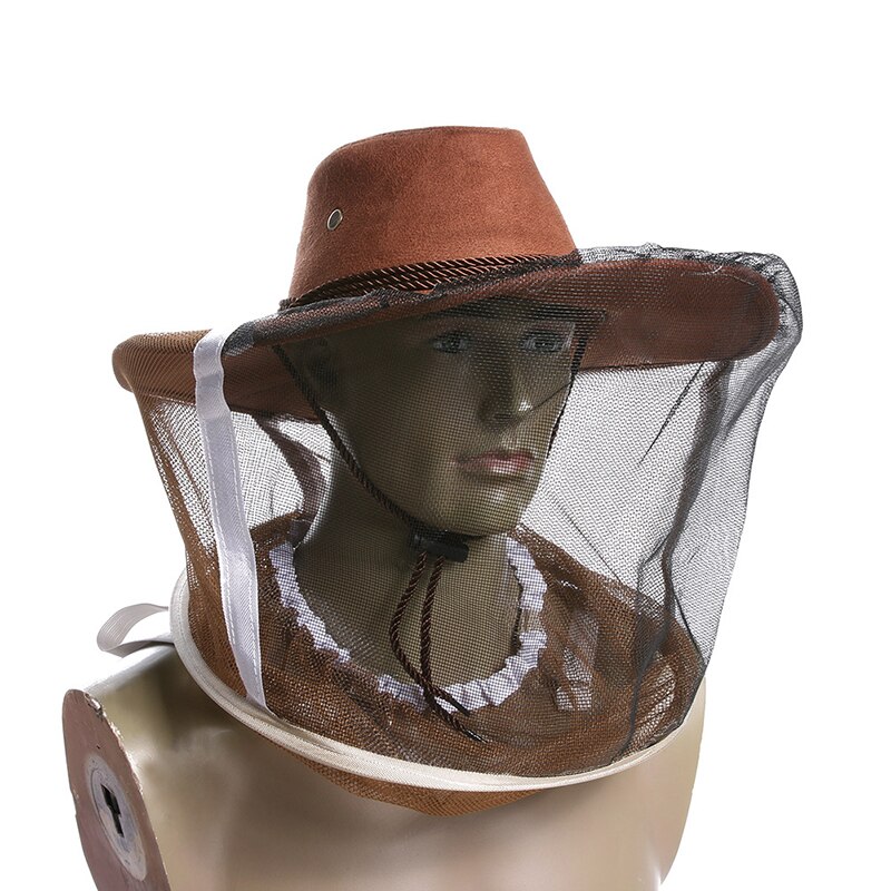 Mesh Face Beekeeping Mask Hat Bee Keeping Tools Cowboy Hat Anti Bee Mosquito Insect Hat Mask Neck Wrap Protector Apiculture