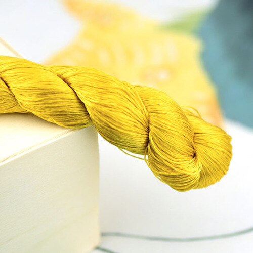1 färg 400m suzhou broderi 100%  naturlig sidenbroderad linje silke diy special silkeslen ljus färg linje vanliga färger gul: 6