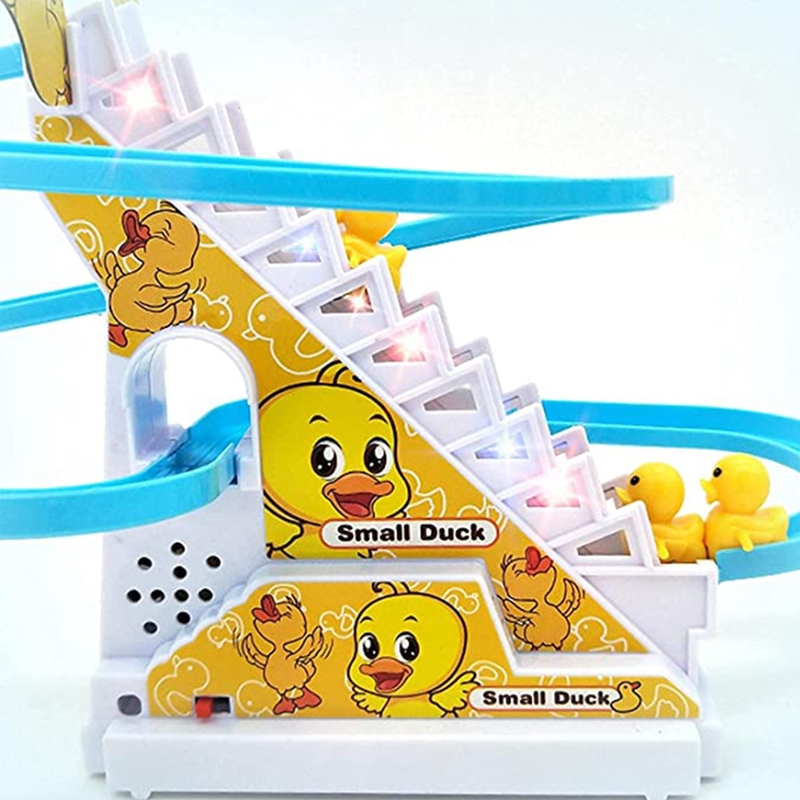 Electric Track Duck Climbing Stairs &amp; Slides Playset for Develop Babies' Hand-eye Coordination and Visual Perception D5QA