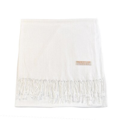 Kvinder vinter tørklæde tyk varm pashmina indpakning store lange sjal efterligning kashmir dame solide kvaster tørklæder 3083: Hvid