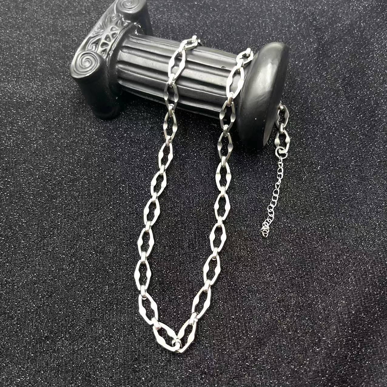 Stainless Steel Chains Hand made Link Necklaces Silver Color Jewelry Never Rub Off Choker: a4