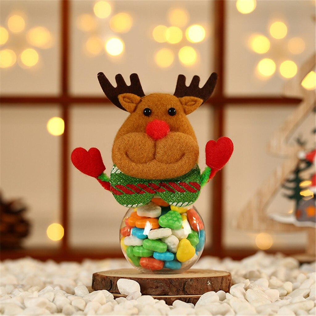 5-Piece Cute Gingerbread Man Candy Jars With Lids - 500ml PET Plastic Storage Bottles, Christmas Theme - View #9