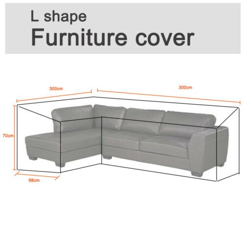 Vattentätt utemöbelöverdrag l form hörn trädgård uteplats rotting soffa soffa skyddskläder set dammtät uppsättning 4 storlek xl: 300 x 300 x 98cm