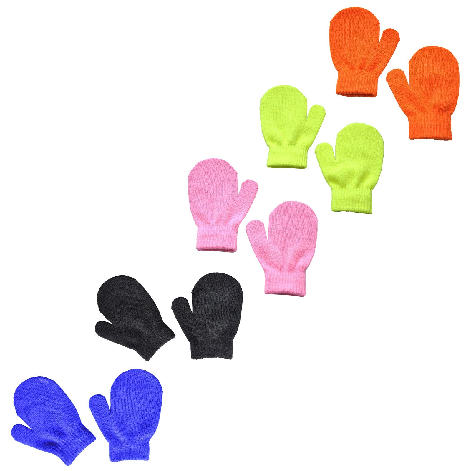 5Paare Winter Baby freundlicher Warme Gestrickte Handschuhe Dicke Feste Farbe Nicht-Unterhose Touchscreen Volle Finger Handschuhe Für kleinkind freundlicher Jungen Mädchen: C