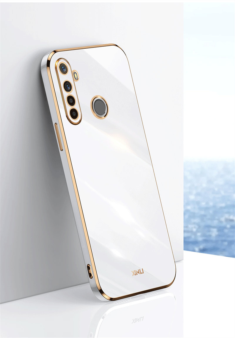 Realme 6i Realme6i RMX2040 Custodia Lucida Placcatura in silicone TPU Paraurti Antiurto Morbida coperchio Posteriore Cassa Del Telefono per Realme 6i Realme6i: BIANCO / Case & Strap