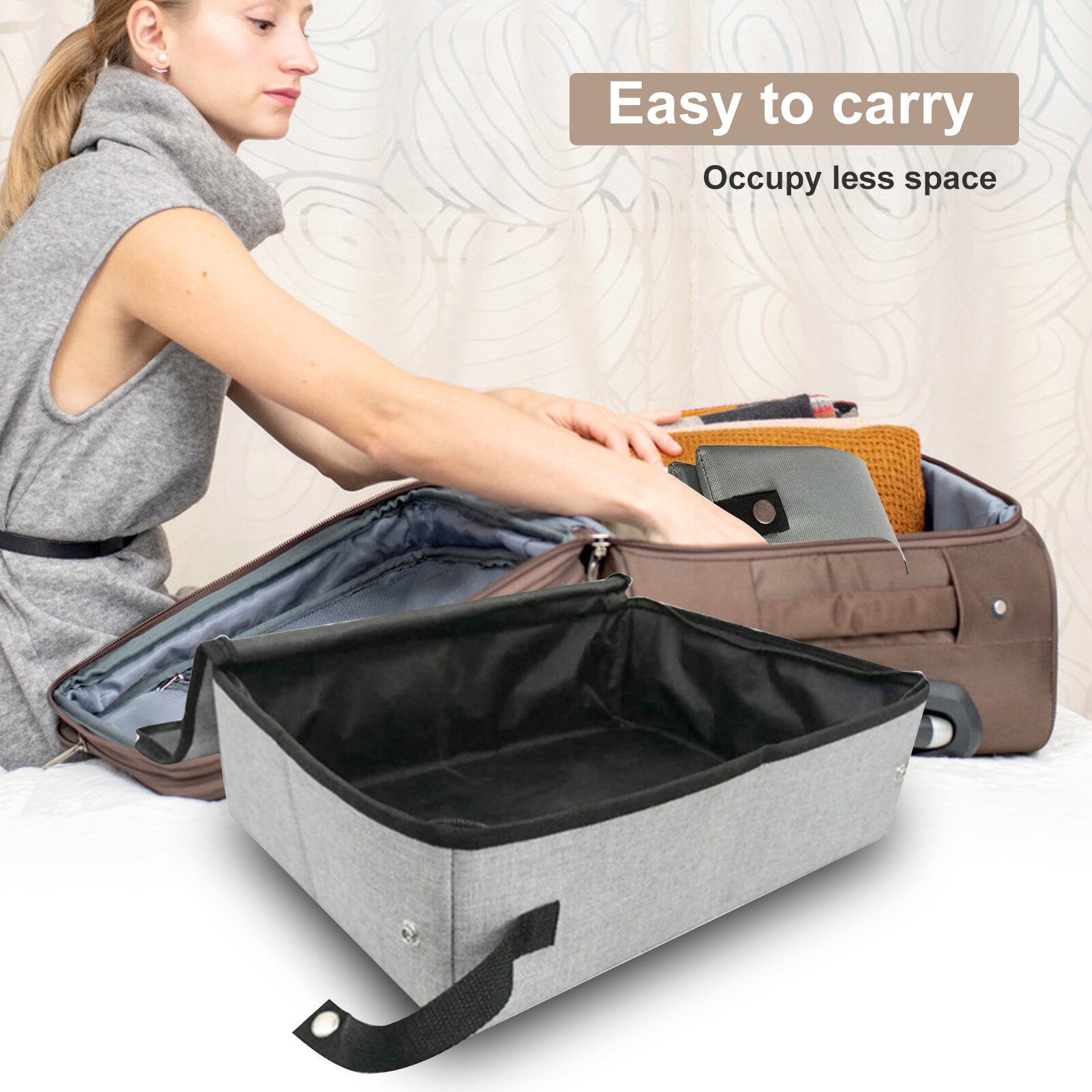 Lettiera per gatti da viaggio scatola per lettiera portatile con doppia cerniera con coperchio pieghevole impermeabile per viaggi tutto'aperto guida campeggio