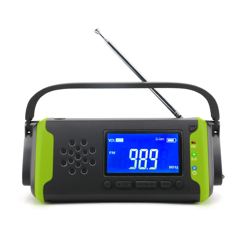 4000Mah Solar Radio Am/Fm Radio Lcd Multifunctionele Draagbare Emergency Radio Met Led Zaklamp Solar Mobiele Powerbank Radio: green