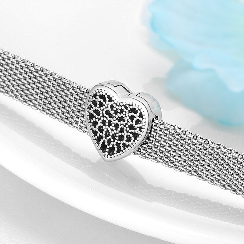 Dijes de amor de Plata de Ley 925 de , Clips de recorte Retro, cuentas aptas para pulseras reflejos originales, joyería fina