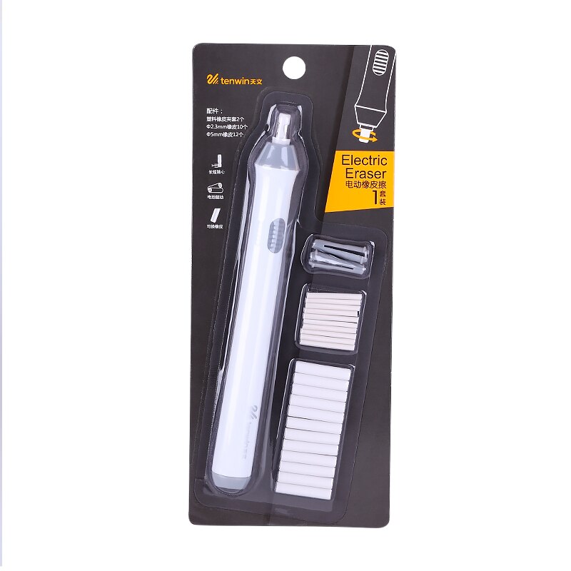 Tenwin Adjustable Mechanical Rubber Electric Eraser Pencil Refill Mechanic Stationery for Kids Highlights For Sketch Drawing: E