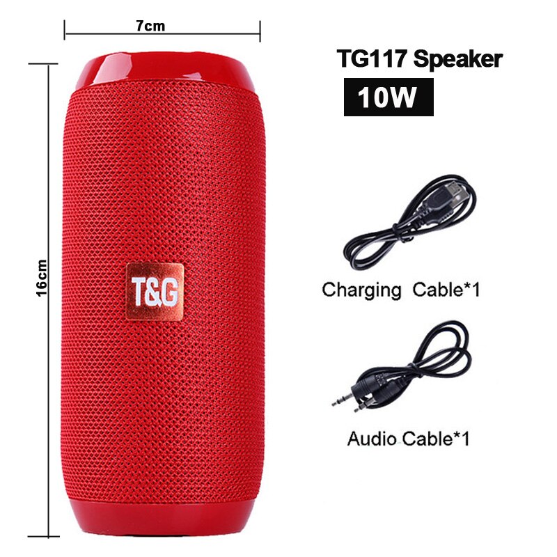 20W TG117 outdoor wireless portable bluetooth speaker, subwoofer waterproof speaker, music center, support USB, TF card caix: TG117 red