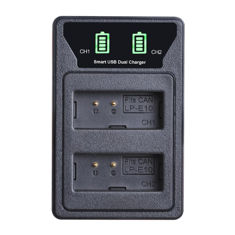 Caricabatteria LP-E10 LPE10 con porta USB e type-c per batteria Canon LP E10, 1100D 1200D 1300D 2000D bacio X50 X70 Rebel T3 T5