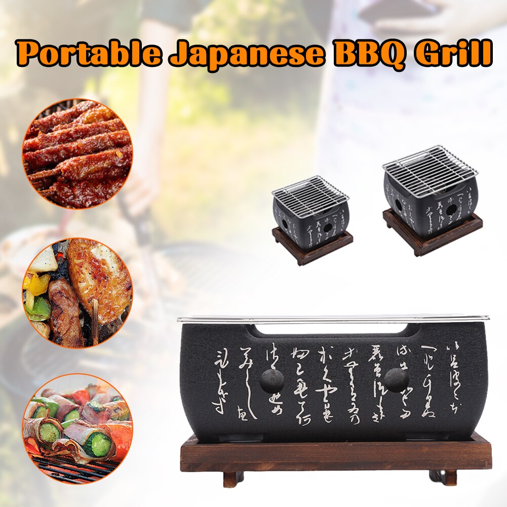 Barbecue de Style japonais, Grill de Table Portable, cuisinière à charbon de bois, avec support à fil et plateau de Base
