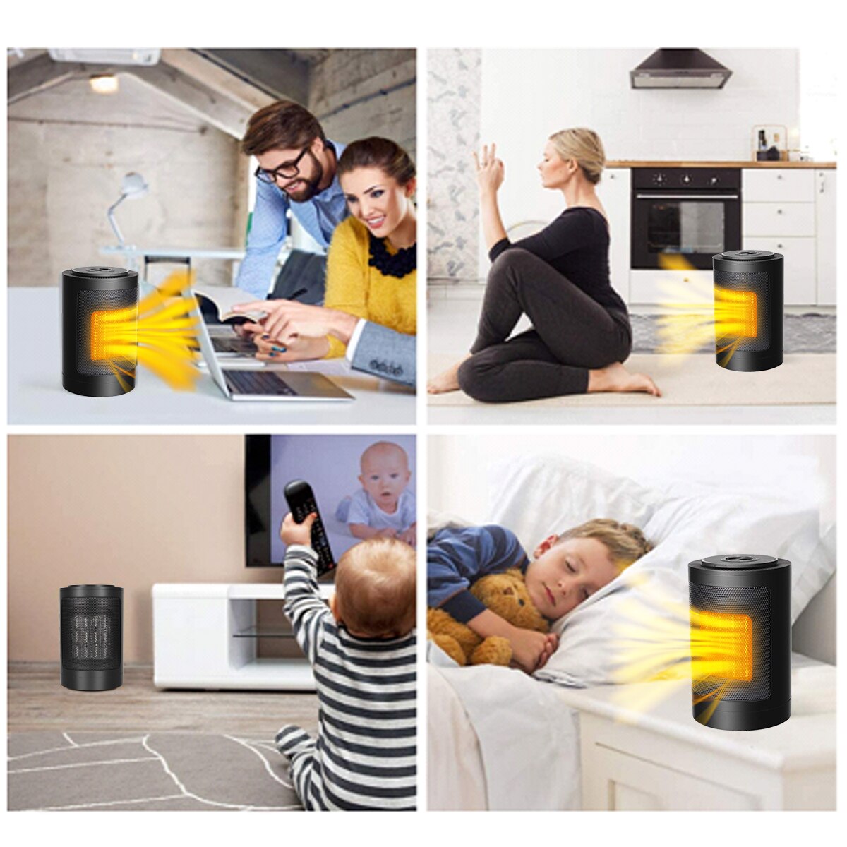 1Pcs Mini Space Heater Personal Heating Fan Overheat Protection Fireplaces Adjustable Thermostat Office Desktop Family Device