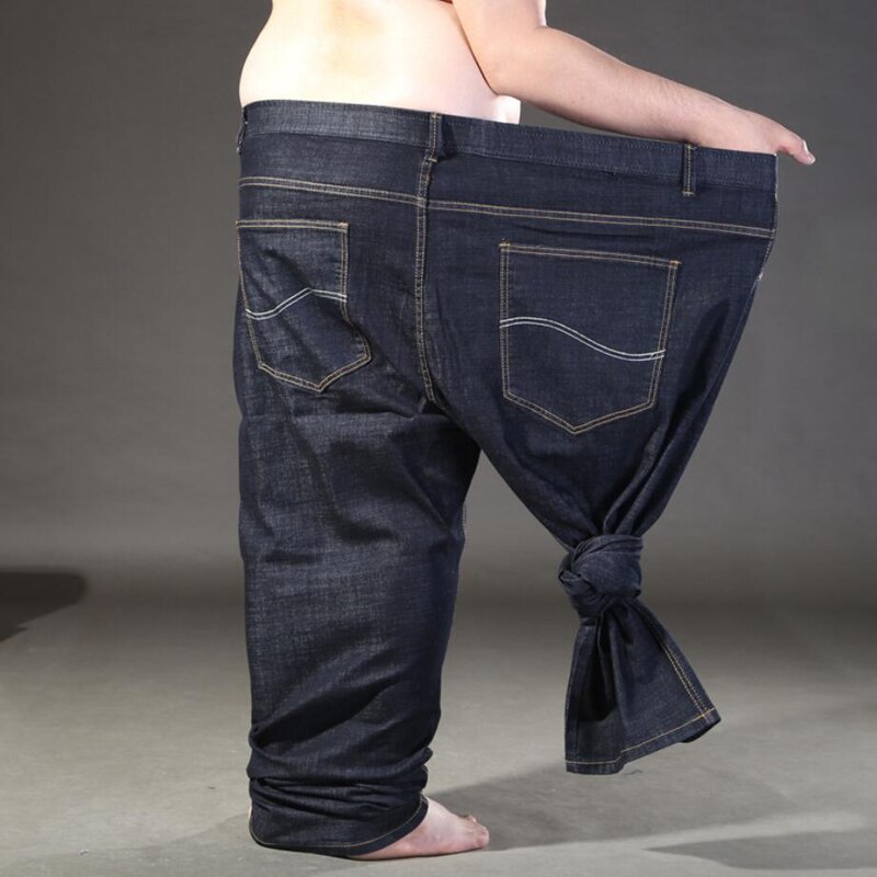 Lente Plus Size Jeans Mannen 11XL 12XL 13XL Broek Broek Oversize 56 Jeans Elasticiteit Straight Katoenen Broek Grote Jeans Zwart 58