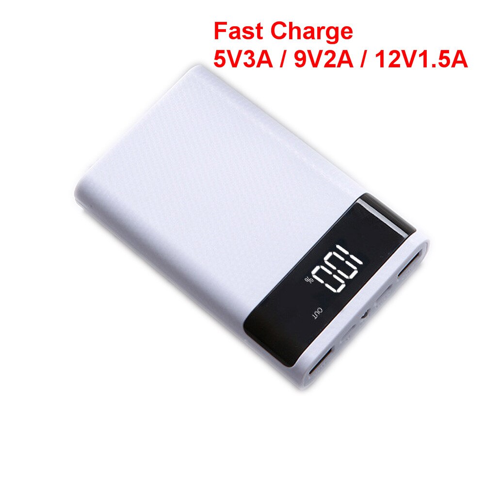 Fast Charge 4x18650 Power Bank Case Battery Storage Box 5V 2A Dual USB Type C Android Micro USB Interface For Smart Phones: Fast Charge White