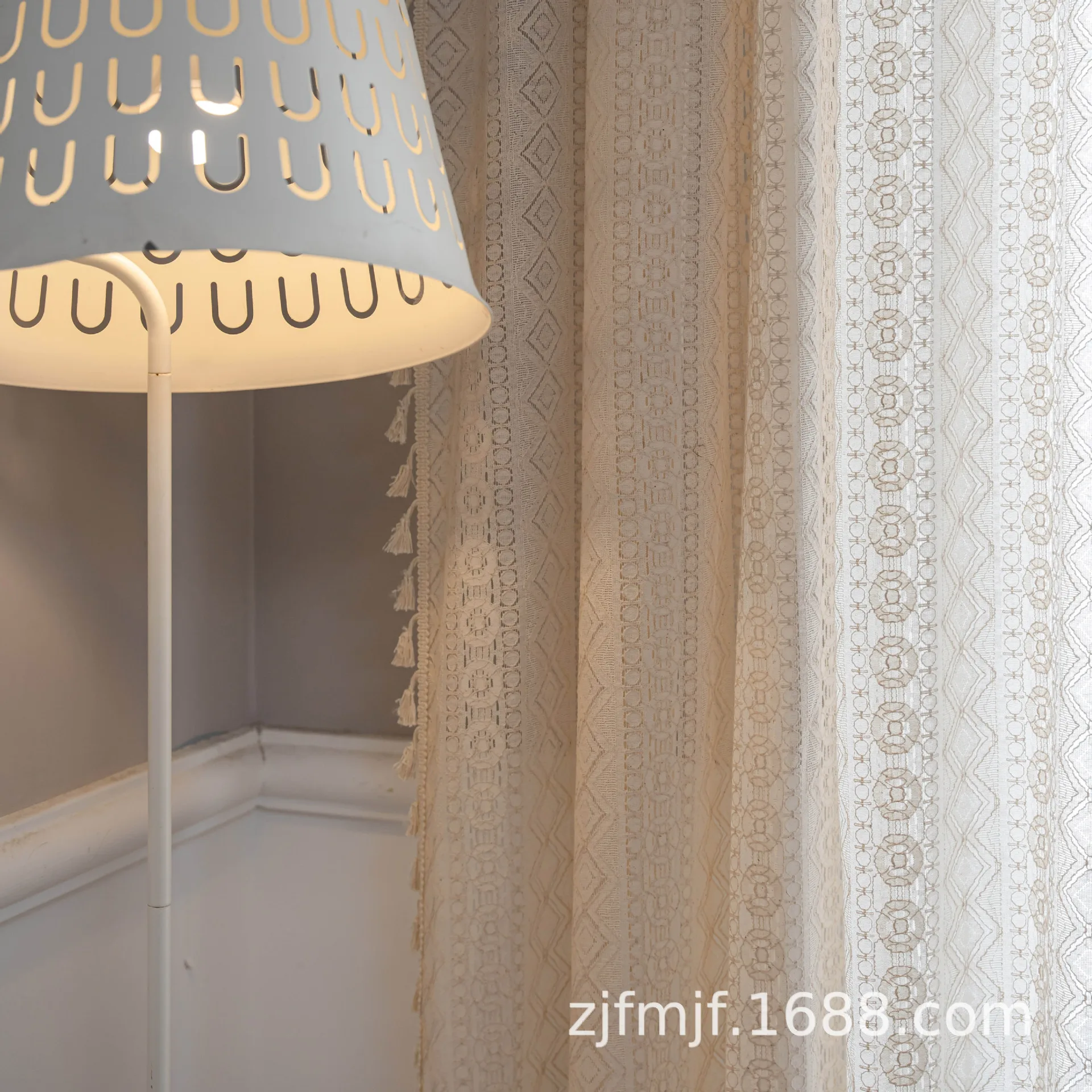Rideau amissié à franges vintage de style américain, pour chambre à coucher, salon, baie vitrée, petit rideau de fenêtre fini