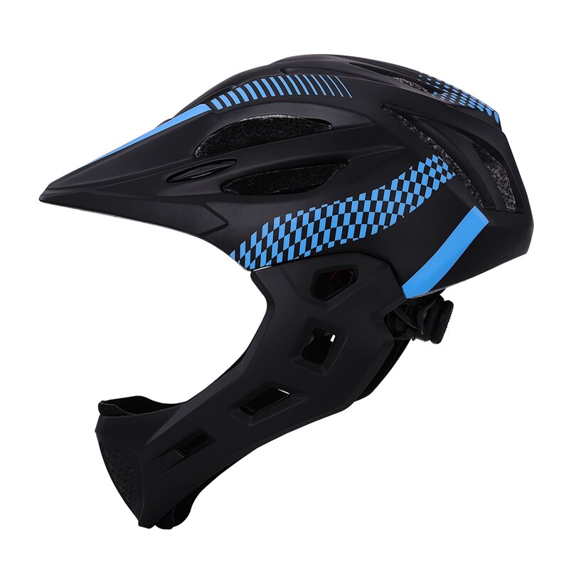 LED Kinder gelände Volles Gesicht Mountainbike Helm Balance Sport Downhill Radfahren Helm Cascos Ciclismo Fit für 3 -10 jahre Kinder: black blue