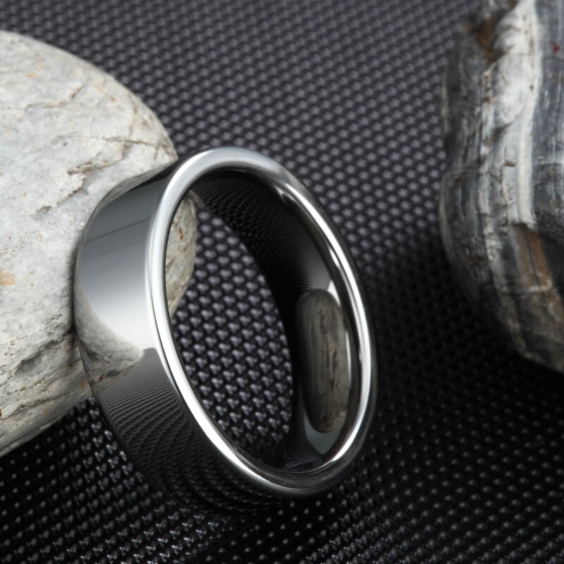 King Will Loop trouwring van wolfraamcarbide, 6 of 8 mm breed, met roségouden lijn, zwart of zilver met geborstelde afwerking, platte of afgeschuinde randen en een comfortabele pasvorm, Metaal, Geen