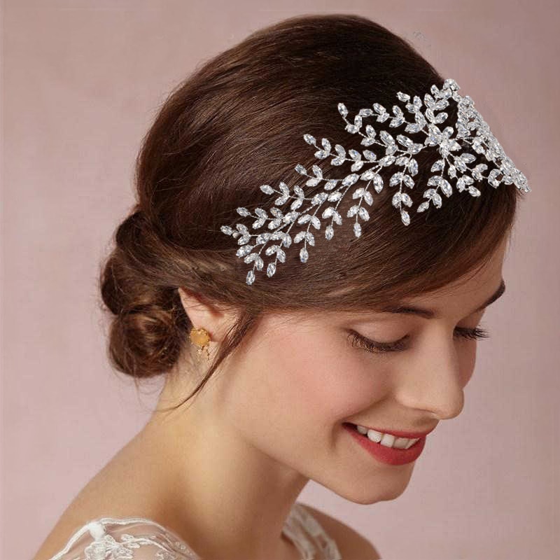 Trendy Bruid Haar Sieraden Zilver Kleur Wedding Zirkoon Tiara Vrouwen Hoofdband Bruiloft Haaraccessoires Sieraden Kronen Hoofddeksel