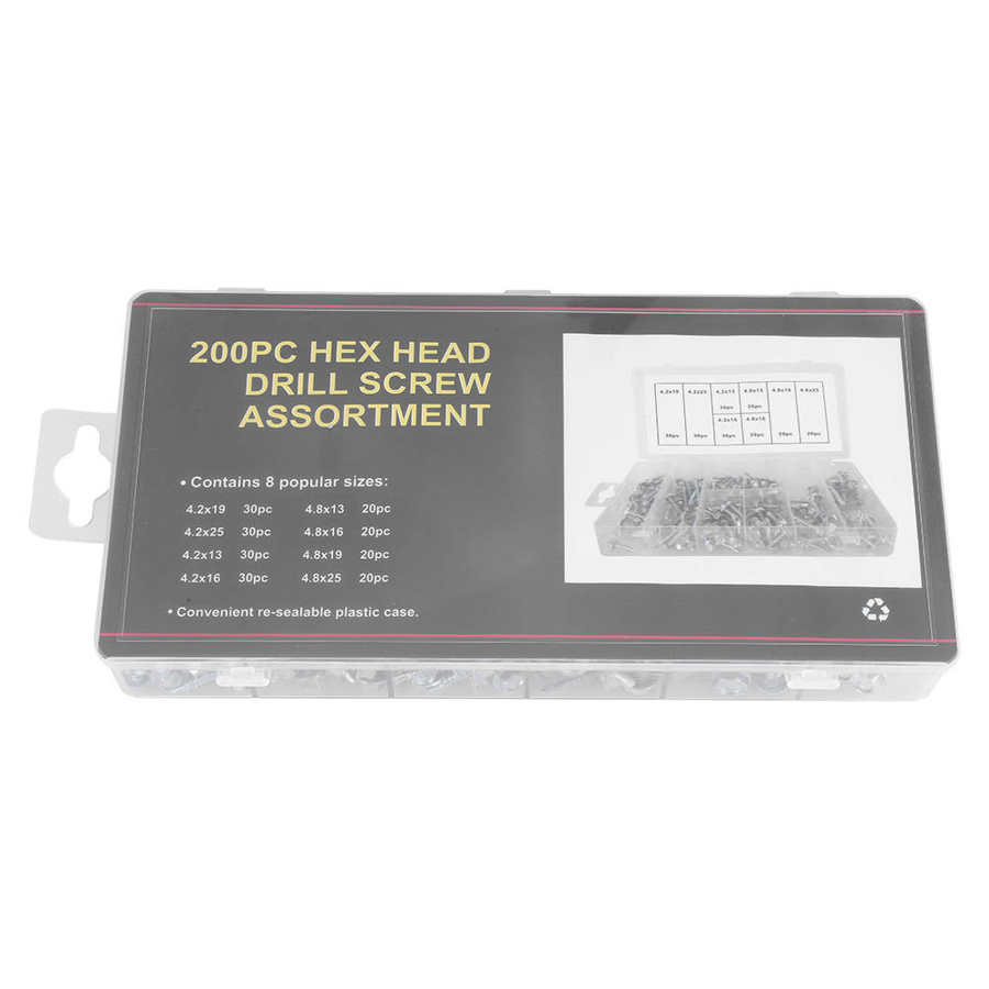 200PCS SELF TAPPING SCREWS METAL SELF TAPPING DRILL SCREWS ASSORTMENT KIT is