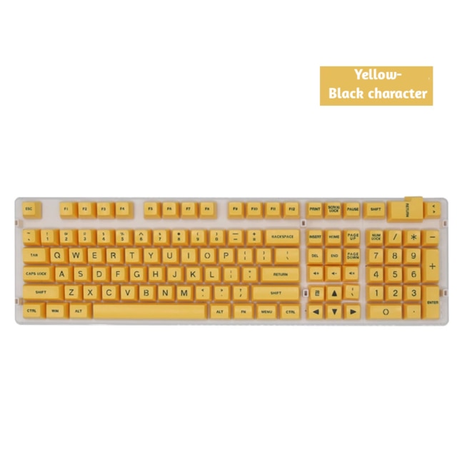 108 Keys SA Profile ABS Keycap Set Ergonomics Double-shot Molding Large Font Opaque Key caps For Mechanical Gaming Keyboard: Yellow