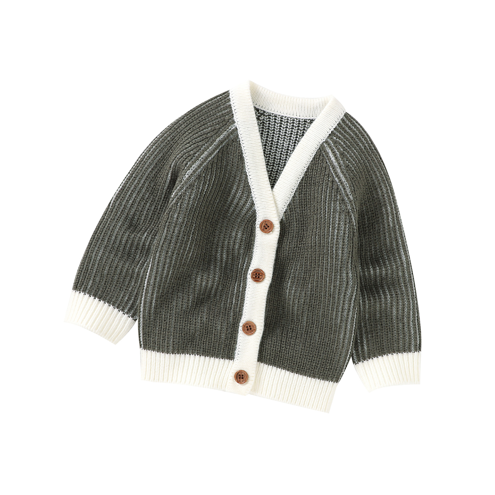 Herfst Winter Peuters Gebreide Vest Truien Baby Jongens Meisjes Solid V-hals Lange Mouwen Single-Breasted Uitloper Casual Tops: green / 0-3M