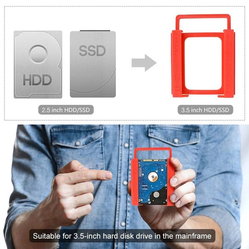 Ssd Montagebeugel 2.5 3.5 Inch Tot Hdd Milieu Plastics Harde Schijf Interne Houder Rood Adapter Voor Desktop Computer