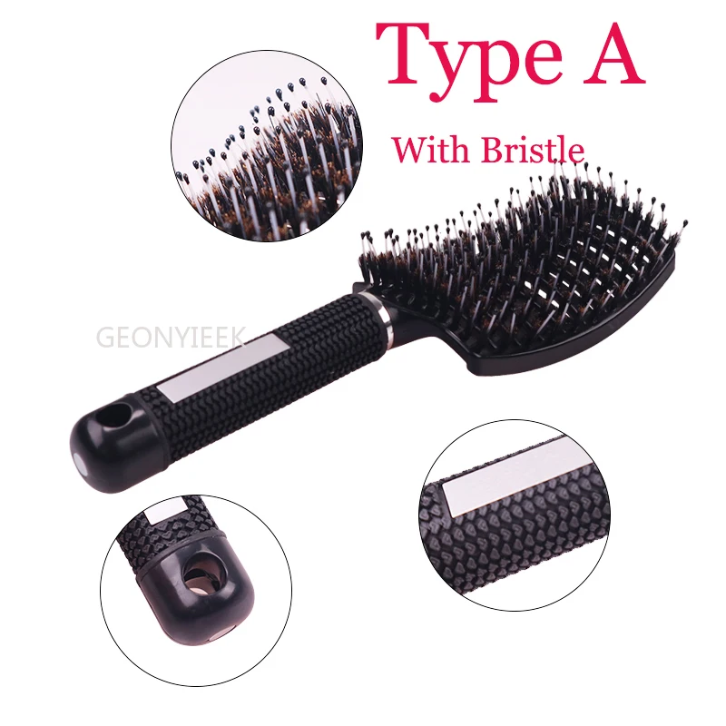 Hair Scalp Massage Comb Bristle Nylon Hairbrush Wet Curly Detangle Anti-Static Hair Brush Salon Hairdressing Style