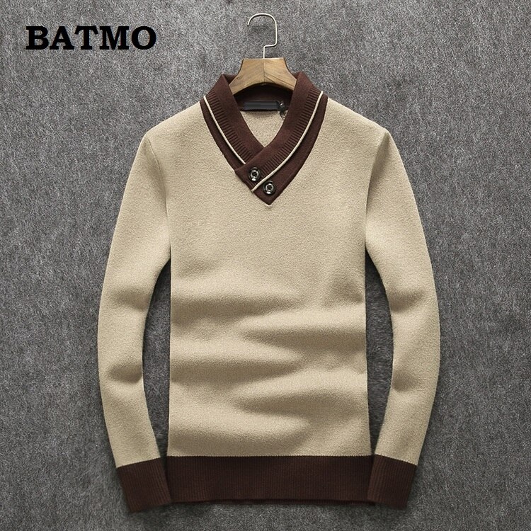 Batmo Herfst 90% Wol Casual Trui Mannen, Mannen Marine Blauw Truien 006