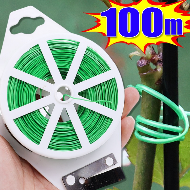 Fil de Cerclage de Jardin Flexible pour Plantes, 20/100m, Liaison, Faisceau de Fer, Fleur, Câble de Support d'Escalade, Ficelle, Canne en Bambou, Outil Rond
