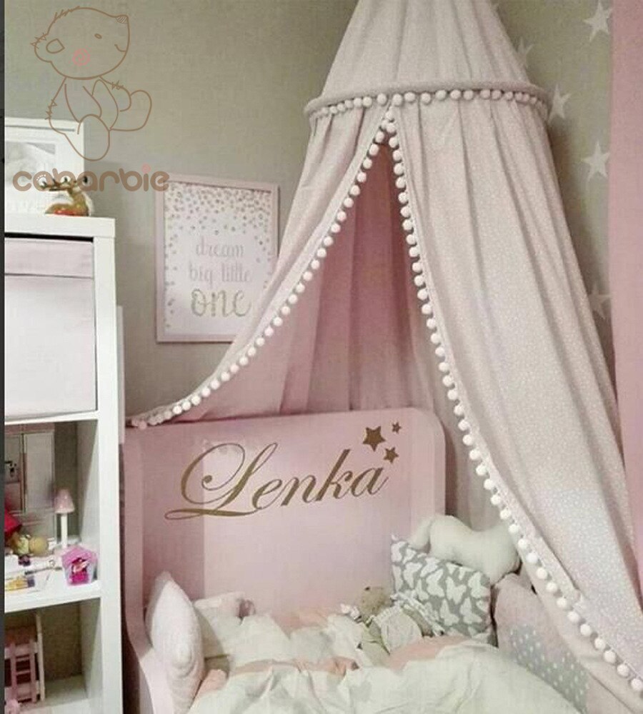 Kids Baby Bedding Round Dome Bed Cotton Canopy Netting Bedcover Mosquito Net Curtain Play Tent For Children Plush Ball Lace net